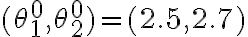  (\theta_1^0, \theta_2^0) = (2.5, 2.7) 