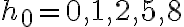  h_0 = 0, 1, 2, 5, 8 