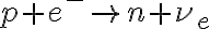 p + e^- \rightarrow n + \nu_e p + e^- \rightarrow n + \nu_e