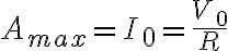  A_{max}=I_{0}=\frac{V_{0}}{R} 