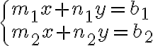 \begin{cases} m_1x+n_1y=b_1\\ m_2x+n_2y=b_2 \end{cases} \begin{cases} m_1x+n_1y=b_1\\ m_2x+n_2y=b_2 \end{cases}