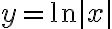y=\ln|x|