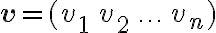 \textbf{v} = (v_1 \, v_2 \, \ldots \, v_n) \textbf{v} = (v_1 \, v_2 \, \ldots \, v_n)